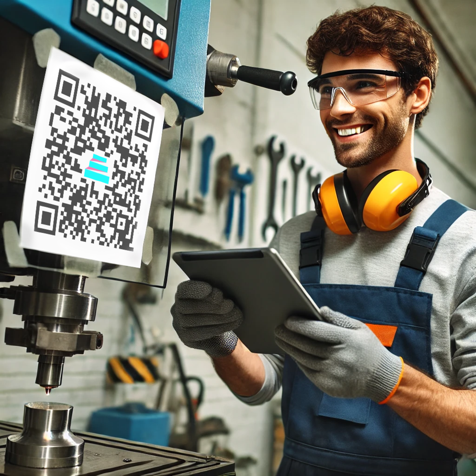 Worker sharing instructions via QR code